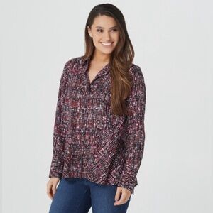Belle by Kim Gravel Abstract Print Blouse Size Large